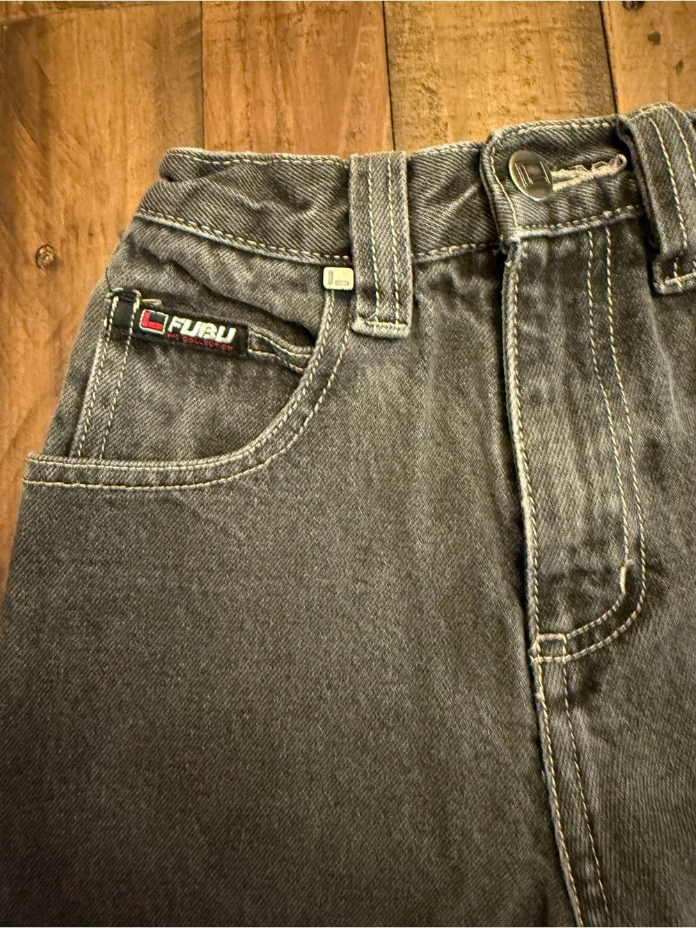 FUBU The Collection Kids Gray Carpenter Jeans Size 6 Baggy Y2K Skater Denim